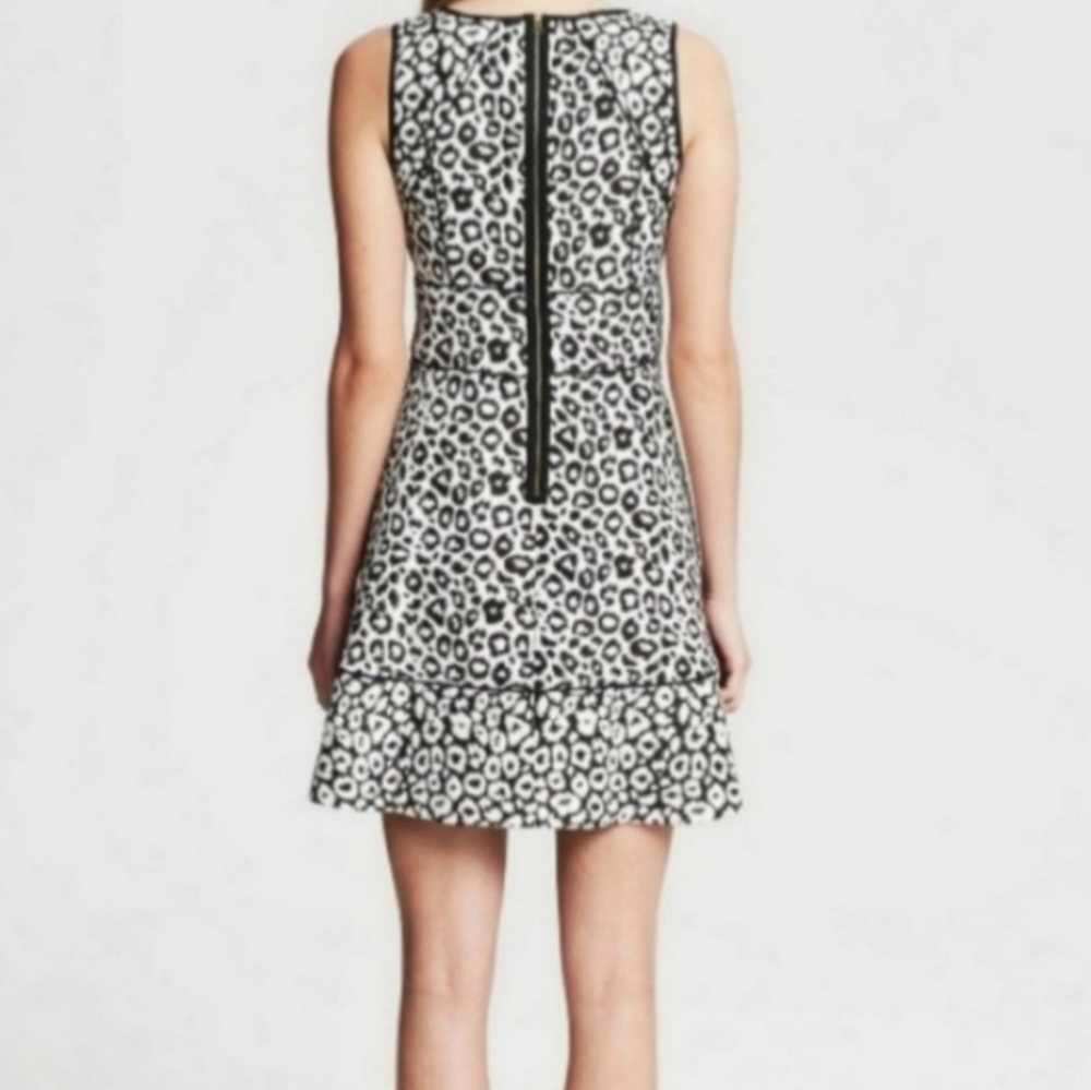 Banana Republic Leopard Print Jacquard Dress Size 8 - Picture 2 of 7